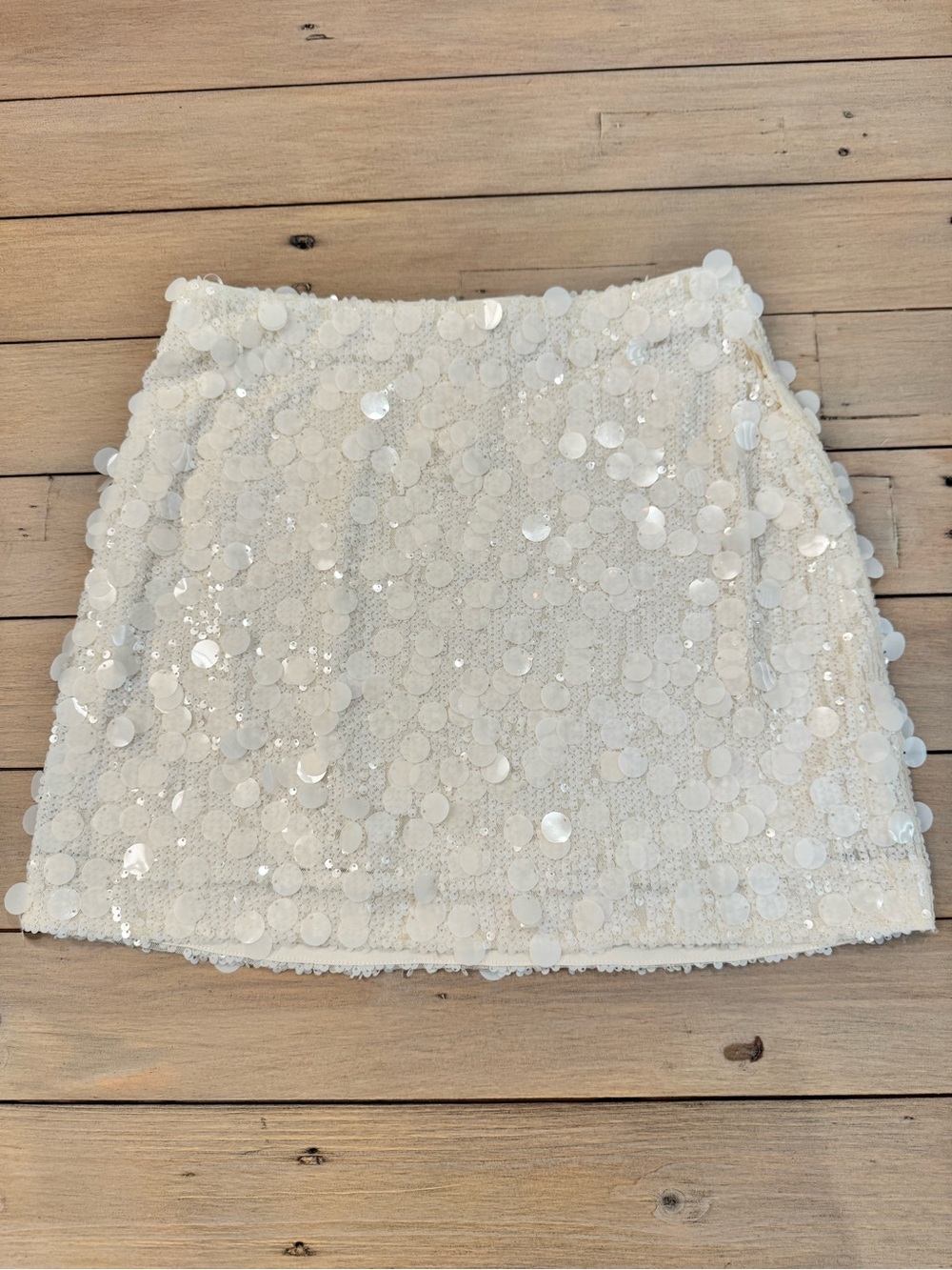 GREY LAB cream shimmering Sequin Mini Skirt Sz Medium